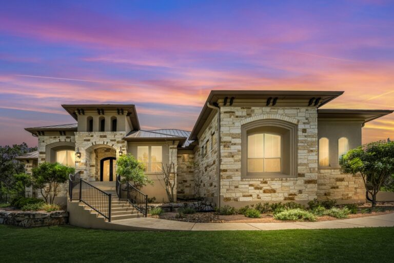 An American home at sunset